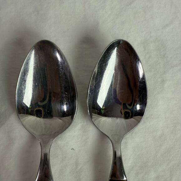 Ekco Eterna La Joya VTG Set 4 Soup Spoons Stainless Steel Faux Wood Flatware - Picture 10 of 10